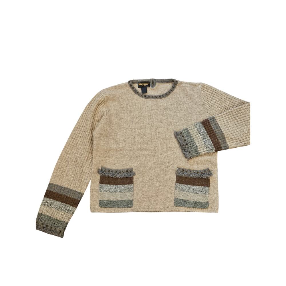 Vintage woolrich studded sweater pockets lambs wool Womens small cottage